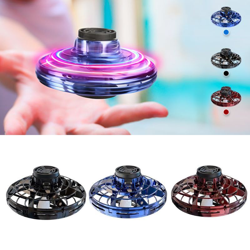 Mini LED UFO Fingertip Gyro Interactive Flying Spinner Drone Toy for Kids